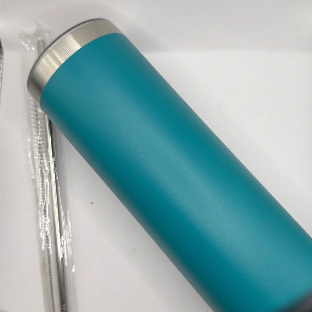 Matte Teal 20” Stainless Steel Tumbler with Lid and straw/cleaning brush - Picture 3 of 3